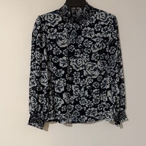 J. Crew Black and White Floral Blouse